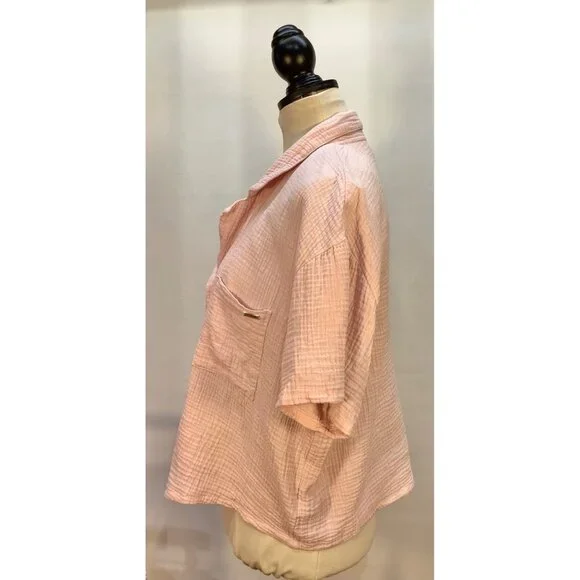 Womens XL Cotton Gauze Button-Down Shirt & Short Loungewear Casual JASON WU - Picture 2 of 13